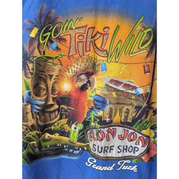 Vintage Y2K Ron Jon Surf Shop Grand Turk Goin' Tiki Wild Travel L Tee tropical - Picture 4 of 8